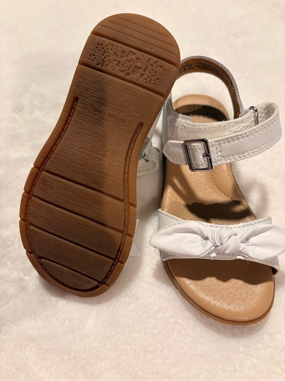 Stride Rite White Knotted Front Girls Sandals - Picture 4 of 4